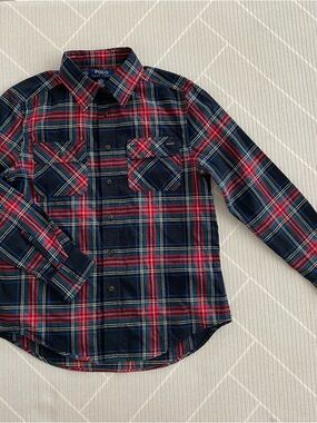 Polo by Ralph Lauren Navy & Red Plaid Button-Down Shirt Boy’s Size M(10-12)